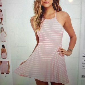 Pink Stripped Lace-Up Dress